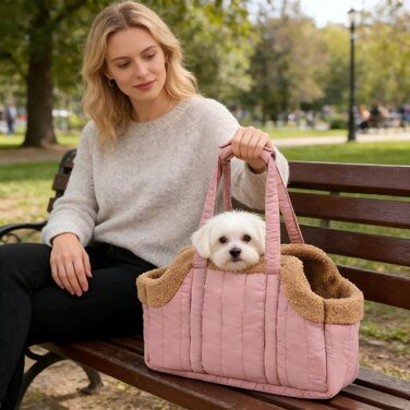 Транспортна сумка для собак, котів та цуценят - рожева, миюча, складна, з безпечною шнуркою та широким дном