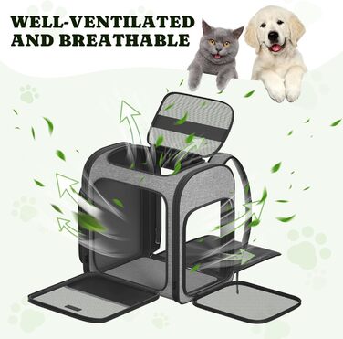 Рюкзак для собак та котів Pawtners, до 8,2 кг, сірий, дихаючий, з міцною сіткою