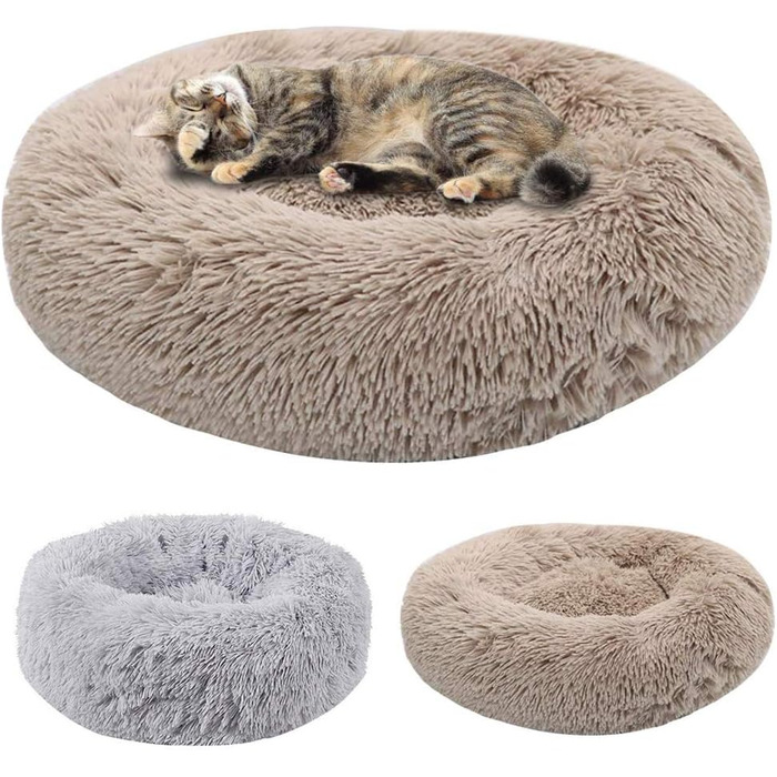 М'яке ліжко для собак середніх та великих порід, кругле, з подушкою, зручне, миється
