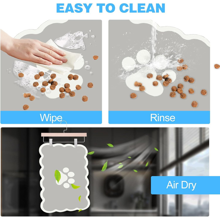 Килимок для годівлі собак та котів, 60 x 40 см, швидковисихаючий, неслизький, легко миється (сірий)