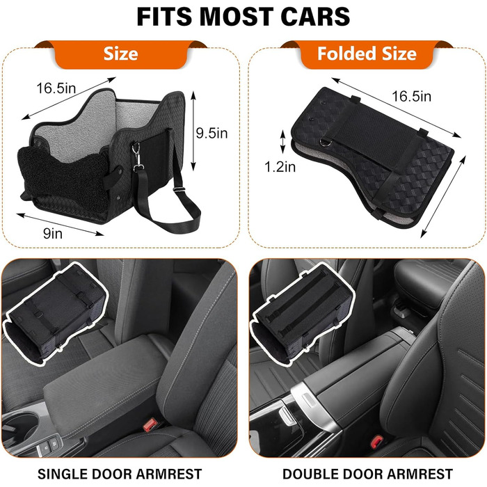 Автомобільний лежак для собак, середньорозмірних та маленьких, з ременями безпеки та регульованою подушкою