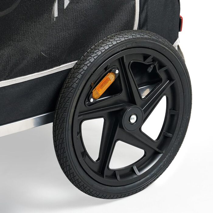 Фаркоп-причіп для собак Soges до 40 кг, складаний, з оксфордської тканини 600D, з вентильованою сіткою, 2 входи, з внутрішнім поводком, з світловідбивачами, чорний