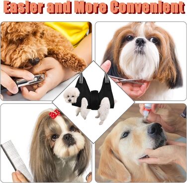 Набір для догляду за тваринами: лежанка-гамак, інструмент для стрижки кігтів, нашийник для грумінгу, фіксатор, петля для грумінгу, дихаюча сумка для тварин, помічник для маленьких тварин, догляд за кігтями (чорний, 5 шт.)