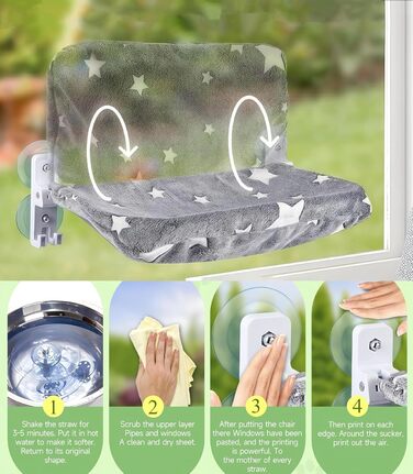 Крісло-гамак для котів на вікно, розкладне, сіре з малюнком 