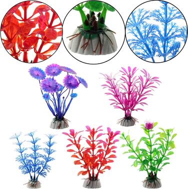 Декорація для акваріума ODOOKON: Стара будівля в східному стилі, 5 штучних рослин, 16x15x10 см