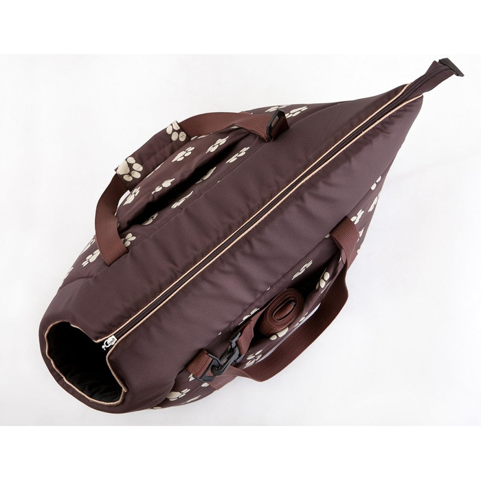 Транспортна сумка для собак і котів, переноска, сумка-переноска (бежева з принтом лапок)