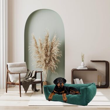 Ліжко для собак та котів Odolplusz, зелений, розмір M (70 x 60 см) | М'яке ліжко-корзина з бортиками