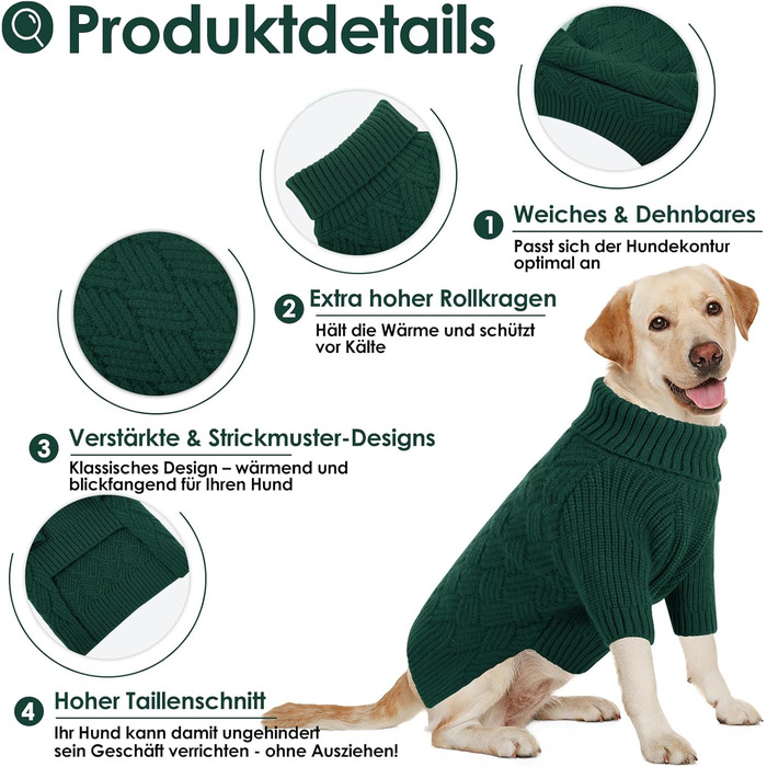 Пуловер для собак AOFITEE, теплий зимовий пуловер для маленьких собак, пуловер для такси, зелений, з високим коміром
