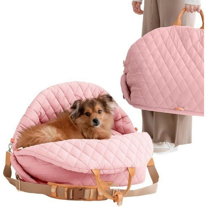 Міцна переноска для собак ZYHARUKO з кишенькою для зберігання, 3-сторонні кільця, неслизьке дно для авто, подорожей, дому, зручна для подорожей