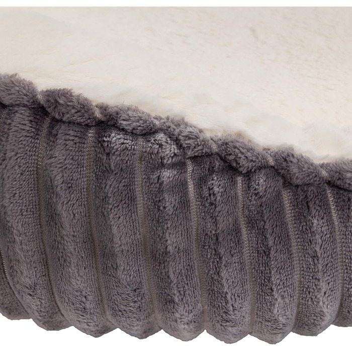 Корзина для собак Wallace & Jones Cameron, середнього розміру, овальна, пухнаста, антиковзаюча, антрацит-бежева, розмір M, 75 x 55 x 20 см