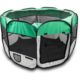 BITUXX® Вольєр для цуценят, вольєр для тварин, переносний вольєр-клітка, кутовий, складаний (зелений)