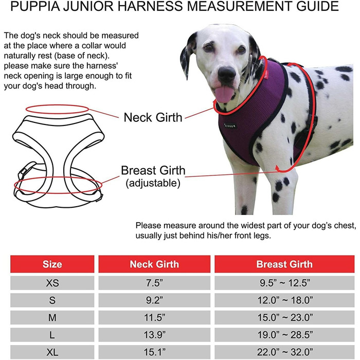 Шлея Puppia Junior для малих собак, легка і м’яка, анти-нагрив, розмір M, рожевий