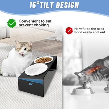 Підвищені годівниці для котів Vikcvcsc Katzennapf Erhöht - набір 2 шт. з кераміки та металу