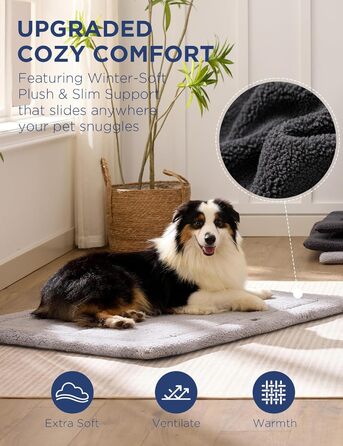 Килимок для собак Joydeco 74x53 см - двосторонній, з флісу, для переносок та кліток. Підходить для середніх та маленьких собак. Темно-сірий колір