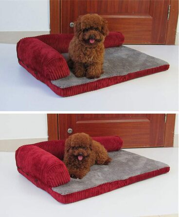 Крісло-ліжко для собак великих та середніх порід, м'яке, знімне, миється, комплект з 4 частин, колір жужубе рожевий (70x55x15 см)