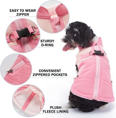 Водонепроникний зимовий пуховик для собак, тепла жилетка для малих та середніх собак, рожевий, розмір S