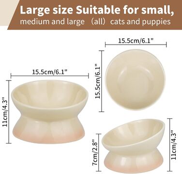 Підвищена годівниця для котів та собак Busnos, керамічна миска для води та їжі, жовта, 15.5x15.5x11 см