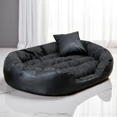 Tierlando® Philip VIP: собаче ліжко з велюрової шкіри, зручний матрац, 110x80 см, графіт