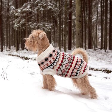 Теплий пуловер для собак - Boho пуловер для маленьких собак, святковий пуловер, отвір для повідка, теплий пуловер для чихуахуа, йоркширського тер'єра, джек-рассела (Червоний M)