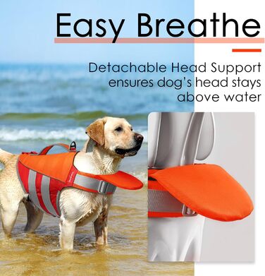 ThinkPet Жилет рятувальний для собак, світловідбиваючий, з регулюванням, поплавці (Оранжевий, Червоний, Розмір S)