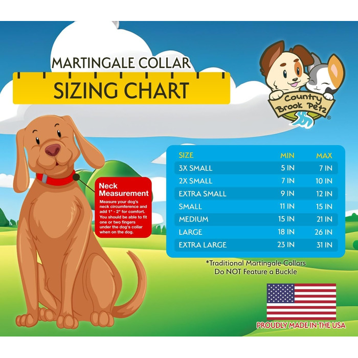 Мартингейл ошийник для собак Country Brook Petz, нейлоновий, міцний, 1.9 см, лайм