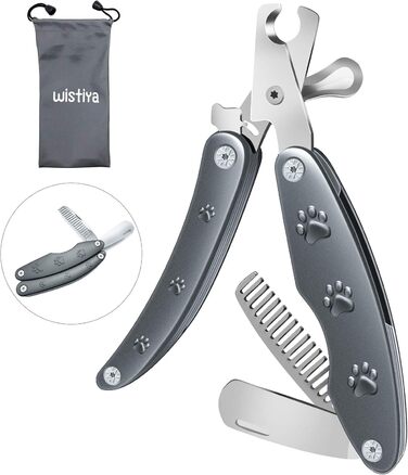 Набір для догляду за нігтями домашніх тварин 3-в-1: тример, пилка, гребінець. Підходить для собак та котів будь-якого розміру. З нержавіючої сталі, професійний, портативний