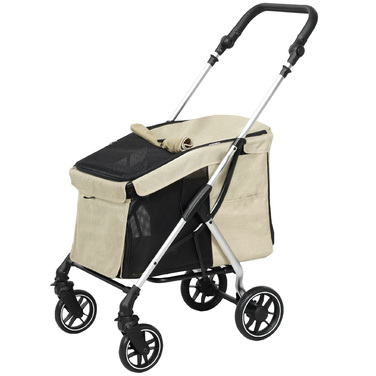 PawHut Коляска для собак Light Dog Buggy з алюмінію Складна для собак і кішок до 10 кг Кішка Баггі з подушками Вікна Двері Кошик для зберігання Котяча коляска Баггі Хакі | Аосом