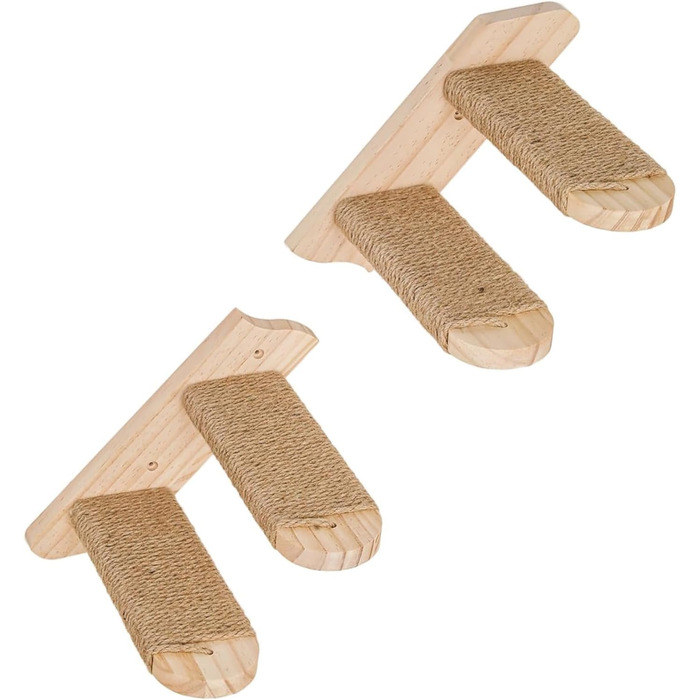 Кішка-драбина CiaoMiau: 2 шт. з дерева, з джутовим мотузком | для кріплення до стіни | економія місця, міцна | двостороннє кріплення | кішка-стінка