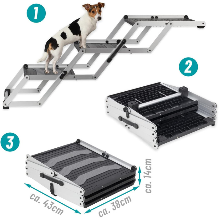 Сходинка для собак VOSS.PET, 3 ступені, алюміній, захисна підстилка