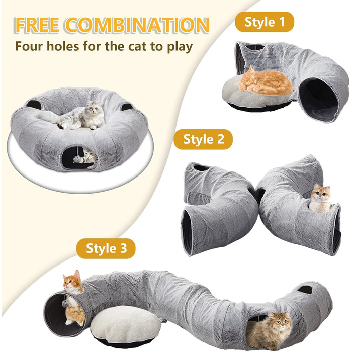 Кігтеточка-бункер для котів WINDRACING - зручне та миле ліжко-бункер з круглим знімним килимком, іграшка для кошенят/цуценят/кроликів, сірого кольору