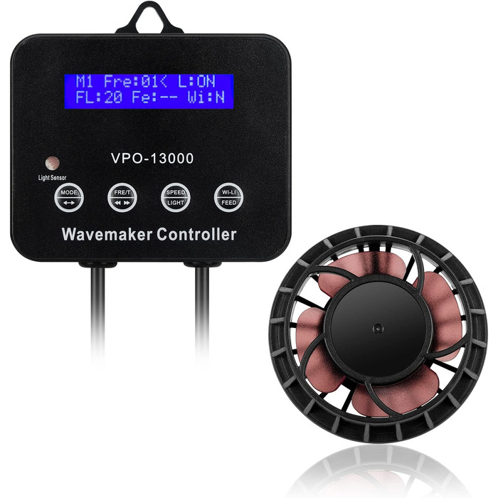 JEREPET 3400 GPH Вейвмейкер для акваріума з контролером, DC 24V, 18 Вт, магнітне кріплення, LED-дисплей