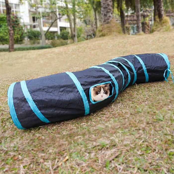 Туннель для котів Katze Spielzeug - іграшка-тунель для кошенят, цуценят та кроликів. Чорний, складаний.