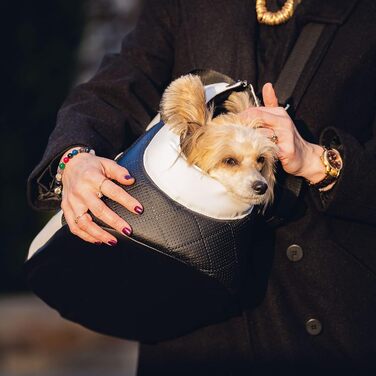 Сумка-переноска для собак та котів Boutique Zoo, чорно-біла (штучна шкіра), до 5 кг