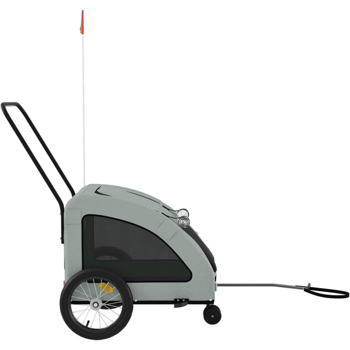 Причіп для собак Fasba: надійний та безпечний причіп для велосипеда, сірий, з прапором та відбивачами, для собак та котів, 63.5 x 124.5 x 66 см