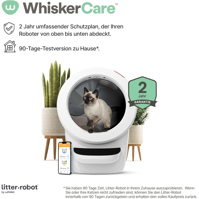 Автоматичний туалет для котів Litter-Robot 4 Whisker, білий, Wi-Fi, самоочищення, з бортиком і сходинкою, під грудкуватий наповнювач, гарантія 2 роки