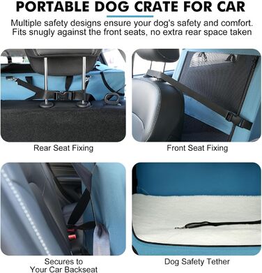 Транспортна переноска для собак Snagle Paw, середній розмір, блакитна, з металевим каркасом, для подорожей в авто