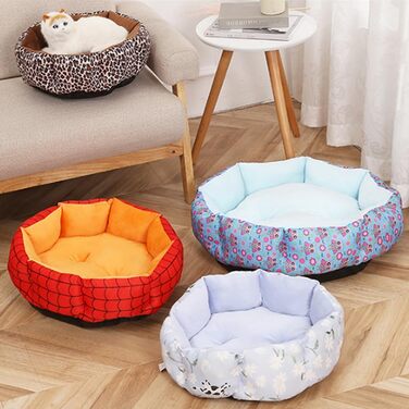 Кругле ліжко для собак та котів, плюшеве, з матеріалу PP бавовна, коричневий леопард (L)