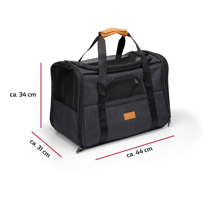 Сумка-переноска для собак та котів Maxxpro - сіра, 44 x 31 x 34 см, складана миска/ліжко, до 5 кг