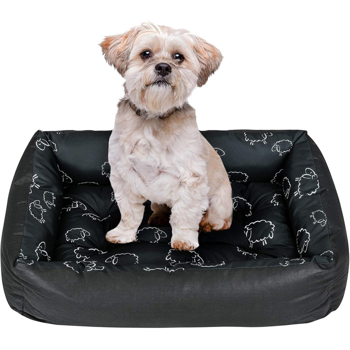 Крісло-лежанка для собак SuperKissen24: лежанка-кошик, лежанка-софа для маленьких, середніх та великих собак, чорно-сіра, розмір M, 70x55 см, приваблива для прання, 1 шт.