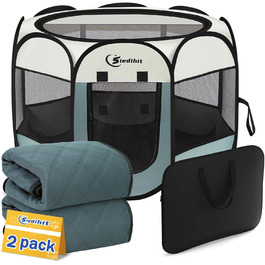 Клітка-вольєр для собак Siedihit, Pop-Up, сіра, 73,7x73,7x43,2 см, з 2 підкладками, для цуценят, котів та дрібних тварин