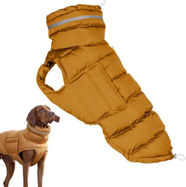 Жовта тепла зимова куртка для собак великих порід, захист від снігу та холоду