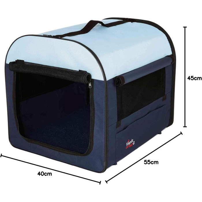 Тріксі переносна переносна клітка для собак Basic, XS, 32x32x47 см, з сіткою, флісовою підкладкою, 3 кишенями, кріпленнями та сумкою – 39701