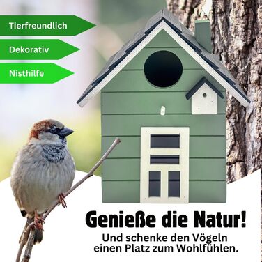 Пташник Vogelhaus Seaside No.64: для малих птахів (метелик, зяблик, щиглик), декор інтер'єру та вулиці, різні кольори (темний, салат)
