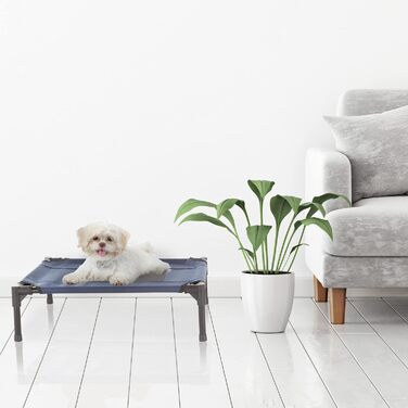 Підняте ліжко для собак Petmaker 24,5x18,5 см, портативне, з нековзкими ніжками, для приміщення та вулиці, для собак і цуценят до 11,3 кг, синє