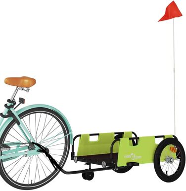 Причіп для велосипеда, вантажний/для собак, зелений, з оксфордської тканини та металу. Підходить для покупок, подорожей, легко збирається