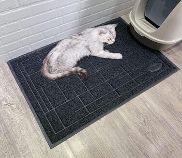 Килимок для котячого туалету VIVAGLORY, сірий, 90x60 см, миючий, для збору наповнювача