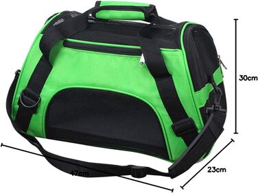 Транспортна сумка для котів та собак Levoberg, 47x30x23 см, зелена, M