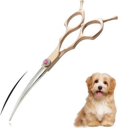 Криворізні ножиці для собак 7.0' - професійні ножиці для грумінгу з японської нержавіючої сталі. Ідеально підходять для собак та котів. Рожеве золото.