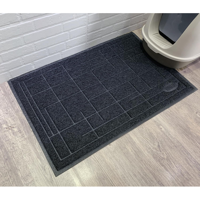 Килимок для котячого туалету VIVAGLORY, сірий, 90х60 см. Килимок для котячого лотка, миючий, підкладка, ловильник наповнювача.