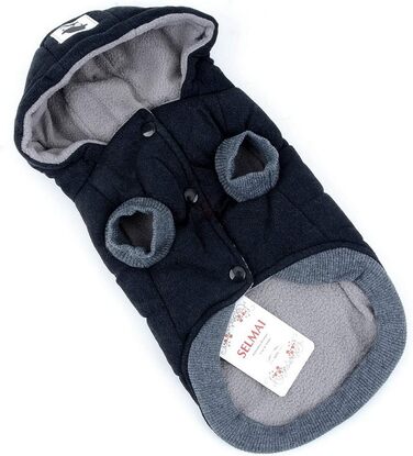 Зимова куртка для собак Selmai, тепла накидка для маленьких собак, чорна, XL